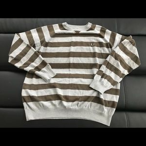XL brown & grey striped Fred Perry sweater